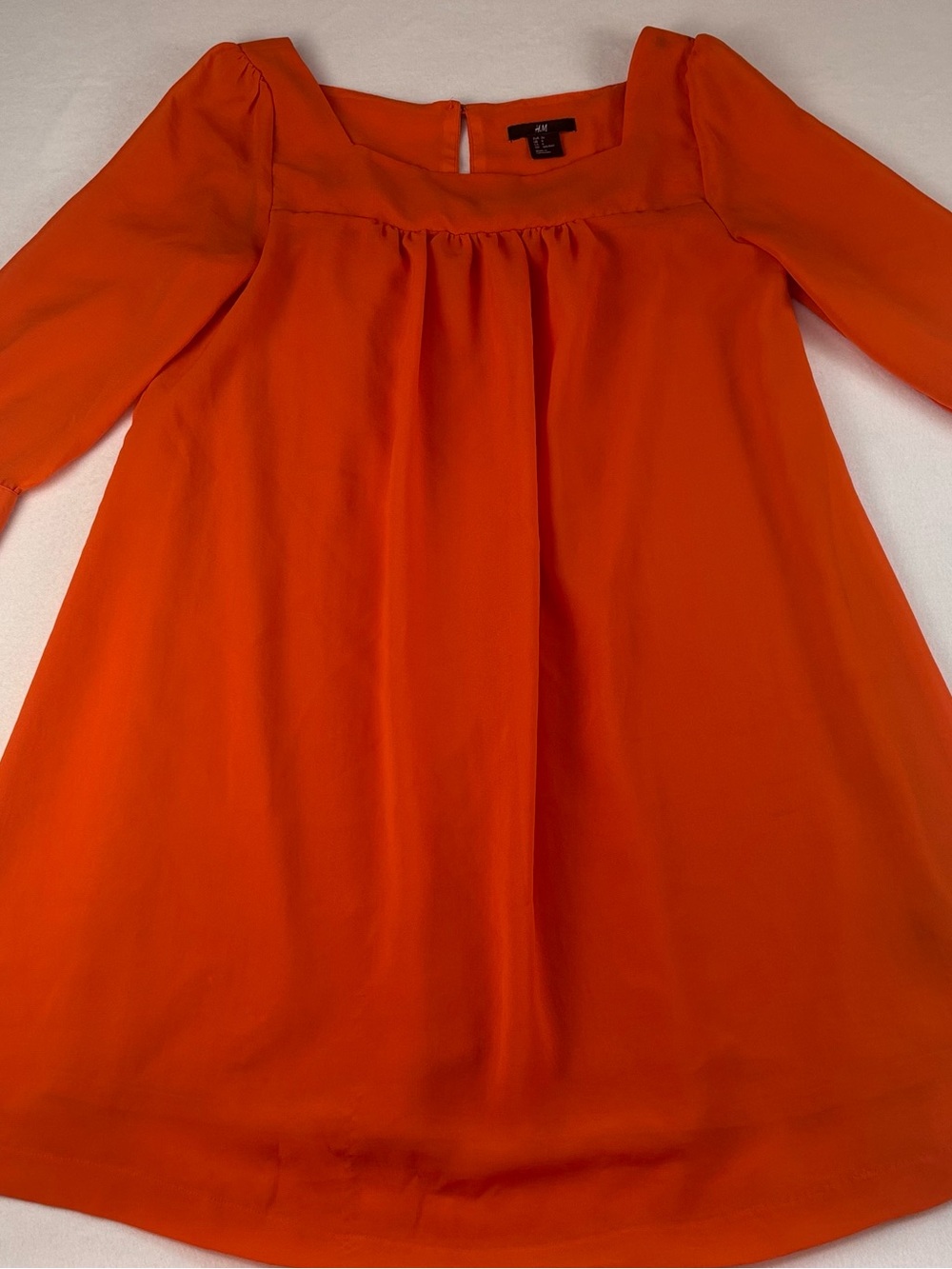 H&M Orange Square-Neck Long-Sleeve Casual Dress